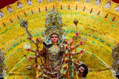 Durga idol on lion and asura for worship in kolkata india. festival stock image Durga idol on lion and asura for worship in kolkata india. festival stock image