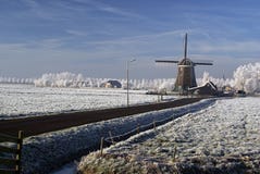 Dutch Windmill In A Winter Landscape Stock Photography Dutch Windmill In A Winter Landscape Stock Photography