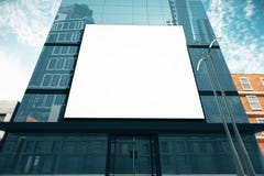 Duży pusty billboard na szklistym centrum biznesu przy słonecznym dniem, egzamin próbny royalty ilustracja Duży pusty billboard na szklistym centrum biznesu przy słonecznym dniem, egzamin próbny royalty ilustracja