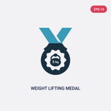 Dwa kolorów ciężaru udźwigu medalu wektorowa ikona od sporta pojęcia odosobniony błękitny ciężaru udźwigu medalu wektoru znaka sy ilustracji Dwa kolorów ciężaru udźwigu medalu wektorowa ikona od sporta pojęcia odosobniony błękitny ciężaru udźwigu medalu wektoru znaka sy ilustracji