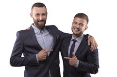 Dwa mężczyzna w kostiumów ściskać obraz royalty free Dwa mężczyzna w kostiumów ściskać obraz royalty free
