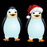 Dwa zabaw pingwin w Santa kapeluszu bez go i ilustracji Dwa zabaw pingwin w Santa kapeluszu bez go i ilustracji