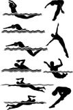 dykningmanlign silhouettes simning vektor illustrationer dykningmanlign silhouettes simning vektor illustrationer