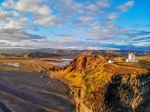 Dyrholaeyvuurtoren Vik ijsland royalty-vrije stock afbeelding Dyrholaeyvuurtoren Vik ijsland royalty-vrije stock afbeelding