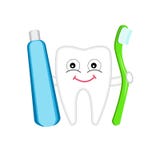 Dziecka ` s rysunek zdrowy ząb z zębem i toothbrush ilustracja wektor Dziecka ` s rysunek zdrowy ząb z zębem i toothbrush ilustracja wektor