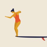 Dziewczyna surfingowowie w bikini wektoru ilustraci Mieszkanie stylowa ilustracja Lato plażowa ilustracja Longboard kobiet surfow royalty ilustracja Dziewczyna surfingowowie w bikini wektoru ilustraci Mieszkanie stylowa ilustracja Lato plażowa ilustracja Longboard kobiet surfow royalty ilustracja