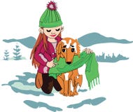 Dziewczyna z psem w zimie ilustracji Dziewczyna z psem w zimie ilustracji