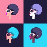 Dziewczyna z retro fryzurą w Afro stylu również zwrócić corel ilustracji wektora ilustracji Dziewczyna z retro fryzurą w Afro stylu również zwrócić corel ilustracji wektora ilustracji