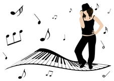 dziewczyny ilustracyjny muzyki notatek pianino śpiewa ilustracja wektor dziewczyny ilustracyjny muzyki notatek pianino śpiewa ilustracja wektor