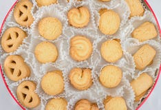 Dänische Butterplätzchen im Satz Stockfoto Dänische Butterplätzchen im Satz Stockfoto