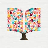 Dé el concepto del árbol en la forma del libro para la educación libre illustration Dé el concepto del árbol en la forma del libro para la educación libre illustration