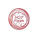 Dé el logotipo moderno exhausto de la pizza, diseño del logotipo de la tienda de pizza ilustración del vector Dé el logotipo moderno exhausto de la pizza, diseño del logotipo de la tienda de pizza ilustración del vector