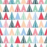 Dé los árboles de navidad abstractos exhaustos, estrellas, fondo inconsútil del modelo del vector de los triángulos Escandinavo d stock de ilustración Dé los árboles de navidad abstractos exhaustos, estrellas, fondo inconsútil del modelo del vector de los triángulos Escandinavo d stock de ilustración