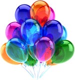 Décoration de joyeux anniversaire de réception de ballons colorée illustration libre de droits Décoration de joyeux anniversaire de réception de ballons colorée illustration libre de droits