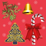 Décoration de Noël sur le fond rouge illustration stock Décoration de Noël sur le fond rouge illustration stock