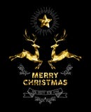 Día de fiesta elegante de los ciervos de la etiqueta del oro del Año Nuevo de la Navidad stock de ilustración Día de fiesta elegante de los ciervos de la etiqueta del oro del Año Nuevo de la Navidad stock de ilustración