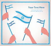 Día de la Independencia israelí feliz. mano que sostiene una bandera. libre illustration Día de la Independencia israelí feliz. mano que sostiene una bandera. libre illustration