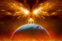 Día del Juicio Final, extremo del mundo, destrucción completa de la tierra del planeta imagen de archivo libre de regalías Día del Juicio Final, extremo del mundo, destrucción completa de la tierra del planeta imagen de archivo libre de regalías