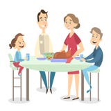 Dîner de famille avec la dinde illustration libre de droits Dîner de famille avec la dinde illustration libre de droits