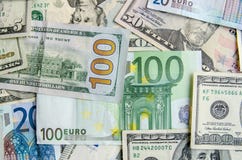 Dólar de EE. UU. contra euro foto de archivo Dólar de EE. UU. contra euro foto de archivo