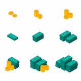 Dólares de paquetes, dinero, dólar, pila de dinero, moneda, isométrica, finanzas, negocio, ningún fondo, vector, icono plano, stock de ilustración Dólares de paquetes, dinero, dólar, pila de dinero, moneda, isométrica, finanzas, negocio, ningún fondo, vector, icono plano, stock de ilustración