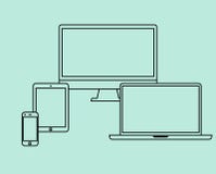 Dünne Linie Ikonen des flachen Designs stellte elektronische Gegenstände ein lizenzfreie abbildung Dünne Linie Ikonen des flachen Designs stellte elektronische Gegenstände ein lizenzfreie abbildung