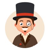 Dżentelmen w odgórnym kapeluszu i szkłach w bąblu ilustracji Dżentelmen w odgórnym kapeluszu i szkłach w bąblu ilustracji
