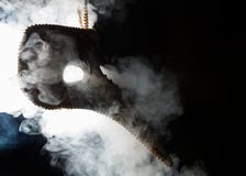 Dżumowy maskowy obwieszenie odizolowywający z dymnym opary zdjęcia stock Dżumowy maskowy obwieszenie odizolowywający z dymnym opary zdjęcia stock