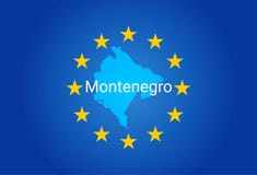 E. - bandera de unión europea y mapa de Montenegro Vector stock de ilustración E. - bandera de unión europea y mapa de Montenegro Vector stock de ilustración