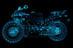 E Motocyclette de sport dans les points de forme sur l'espace foncé, se composant des points illustration de vecteur E Motocyclette de sport dans les points de forme sur l'espace foncé, se composant des points illustration de vecteur
