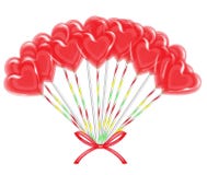 E Ramalhete de doces vermelhos dos doces na forma do coração, enfaixada com fita Um presente para o dia do Valentim s Vetor ilustração stock E Ramalhete de doces vermelhos dos doces na forma do coração, enfaixada com fita Um presente para o dia do Valentim s Vetor ilustração stock