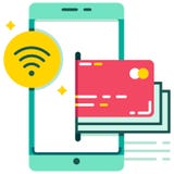 E-wallet Near-filed communication payment flat illustration vector illustration E-wallet Near-filed communication payment flat illustration vector illustration