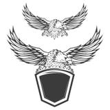 Eagle sur le bouclier d'isolement sur le fond blanc Élément de conception pour illustration de vecteur Eagle sur le bouclier d'isolement sur le fond blanc Élément de conception pour illustration de vecteur