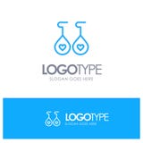 Earing, Love, Heart Blue Logo Line Style stock illustration Earing, Love, Heart Blue Logo Line Style stock illustration