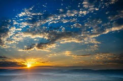Early Morning, The Sun Rises, The Fog Royalty Free Stock Image