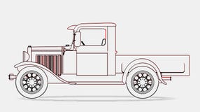 Early Pickup Truck Outline stock vector. Illustration of ...