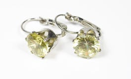 Earrings From Silver With Gems In Rim Stock Image