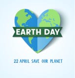 Earth Day. 22 april. Save our planet. Vector abstract heart with Earth globe Royalty Free Stock Image Earth Day. 22 april. Save our planet. Vector abstract heart with Earth globe Royalty Free Stock Image