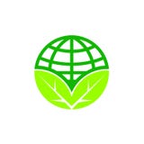 Earth Day globe icon with leaf vector illustration Earth Day globe icon with leaf vector illustration
