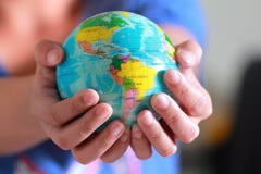 Earth Globe In Hand Royalty Free Stock Photography