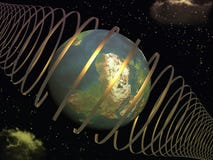 Earth In Cosmic Rays Stock Photos Earth In Cosmic Rays Stock Photos