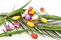 Easter Arrangement With Eggs And Flowers Spring Royalty Free Stock Images Easter Arrangement With Eggs And Flowers Spring Royalty Free Stock Images