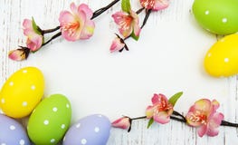 Easter Background With Easter Eggs Stock Photo