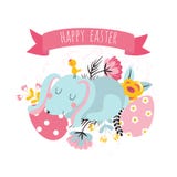 Easter card with cute rabbit vector illustration Easter card with cute rabbit vector illustration