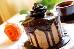 Easter cheesecake with chocolate rose stock photo Easter cheesecake with chocolate rose stock photo