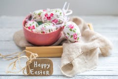 Easter composition with eggs in a bowl stock photo Easter composition with eggs in a bowl stock photo