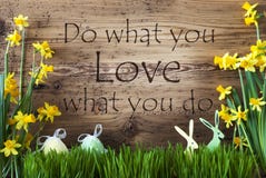 Easter Decoration, Gras, Quote Do What You Love royalty free stock photo Easter Decoration, Gras, Quote Do What You Love royalty free stock photo