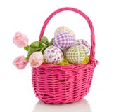 Easter Eggs And Tulips Royalty Free Stock Photos