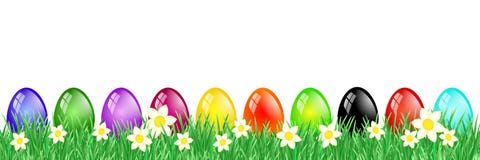 Easter Eggs Meadow Flower Isolated Banner Stock Illustration ...