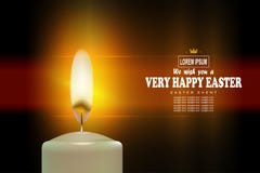 Easter Exquisite Textural Composition With A Bright Burning Candle, Stock Image